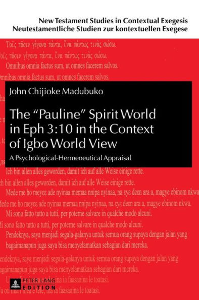 The «Pauline» Spirit World in Eph 3:10 in the Context of Igbo World View: A Psychological-Hermeneutical Appraisal