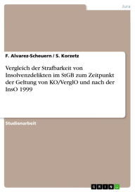 Title: Vergleich der Strafbarkeit von Insolvenzdelikten im StGB zum Zeitpunkt der Geltung von KO/VerglO und nach der InsO 1999, Author: F. Alvarez-Scheuern