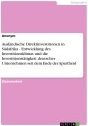 Title: Ausländische Direktinvestitionen in Südafrika - Entwicklung des Investitionsklimas und die Investitionstätigkeit deutscher Unternehmen seit dem Ende der Apartheid, Author: Anonym