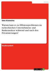 Title: Warum kam es zu Effizienzproblemen im tschechischen Unternehmens- und Bankensektor während und nach den Privatisierungen?, Author: Uwe Krzewina