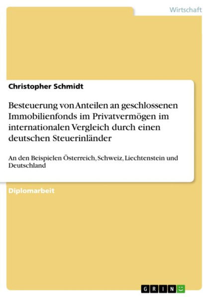 Besteuerung von Anteilen an geschlossenen Immobilienfonds im Privatvermögen im internationalen Vergleich durch einen deutschen Steuerinländer: An den Beispielen Österreich, Schweiz, Liechtenstein und Deutschland