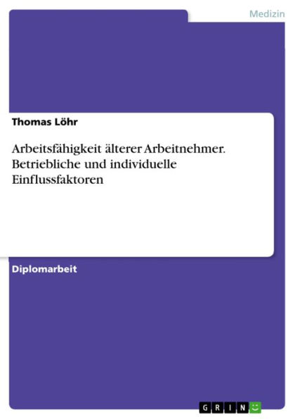 Arbeitsfähigkeit älterer Arbeitnehmer. Betriebliche und individuelle Einflussfaktoren: Betriebliche und individuelle Einflussfaktoren