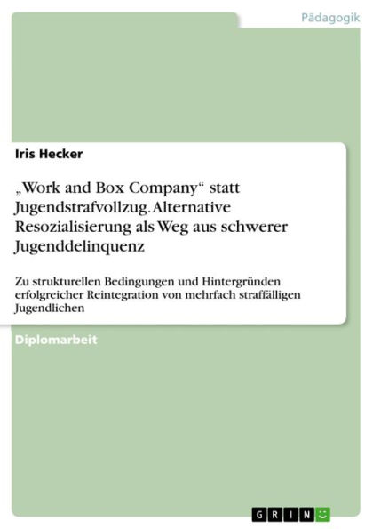 'Work and Box Company' statt Jugendstrafvollzug. Alternative Resozialisierung als Weg aus schwerer Jugenddelinquenz: Zu strukturellen Bedingungen und Hintergründen erfolgreicher Reintegration von mehrfach straffälligen Jugendlichen