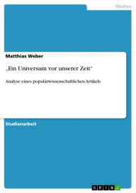 Title: 'Ein Universum vor unserer Zeit': Analyse eines populärwissenschaftlichen Artikels, Author: Matthias Weber