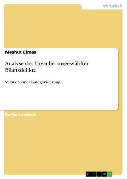 Analyse der Ursache ausgewählter Bilanzdelikte: Versuch einer Kategorisierung