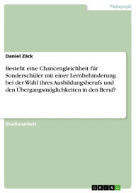 Title: Besteht eine Chancengleichheit für Sonderschüler mit einer Lernbehinderung bei der Wahl ihres Ausbildungsberufs und den Übergangsmöglichkeiten in den Beruf?, Author: Daniel Zäck