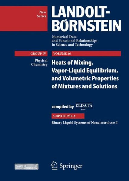Binary Liquid Systems of Nonelectrolytes I: Supplement to Vols. IV/10A, IV/13A1, IV/13A2, IV/23A