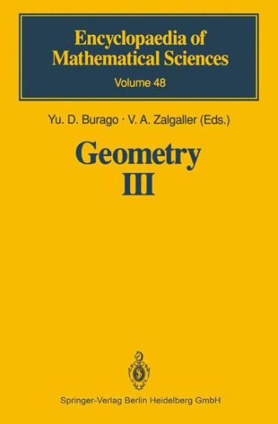 Geometry III: Theory of Surfaces / Edition 1