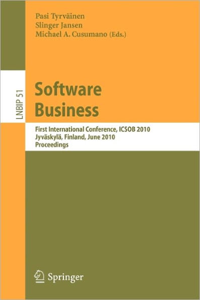 Software Business: First International Conference, ICSOB 2010, Jyvï¿½skylï¿½, Finland, June 21-23, 2010, Proceedings