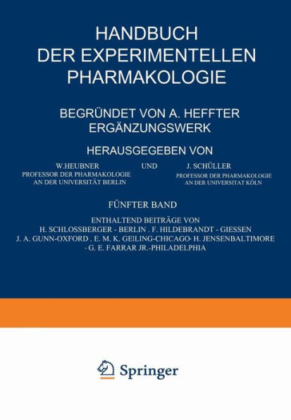 Handbuch der Experimentellen Pharmakologie - Ergänzungswerk: Fünfter Band