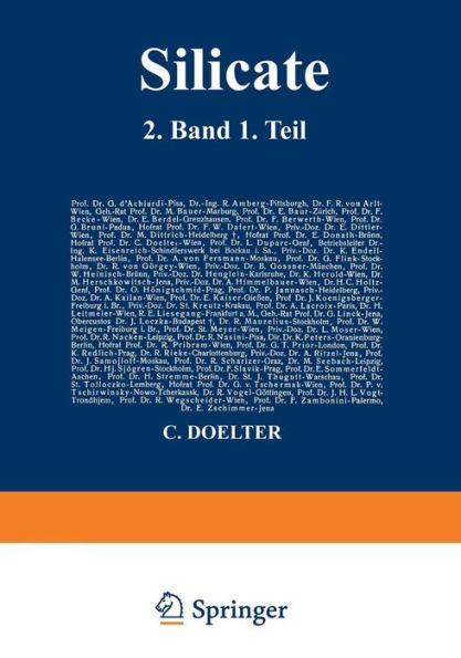 Silicate: 2. Band 1. Teil