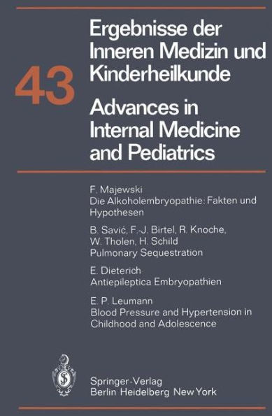 Advances in Internal Medicine and Pediatrics/Ergebnisse der Inneren Medizin und Kinderheilkunde / Edition 1