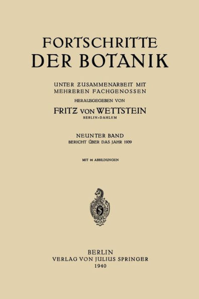 Fortschritte der Botanik: Neunter Band