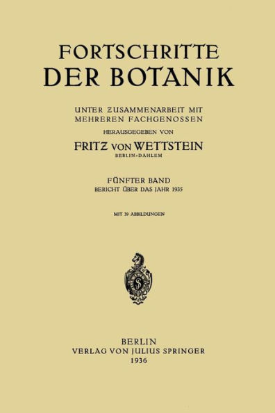 Fortschritte der Botanik: Fünfter Band