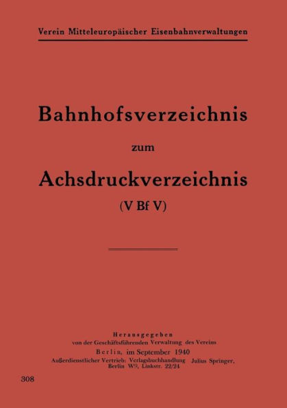 Bahnhofsverzeichnis zum Achsdruckverzeichnis