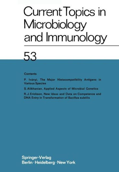 Current Topics in Microbiology and Immunology: Ergebnisse der Mikrobiologie und Immunitätsforschungs / Edition 1