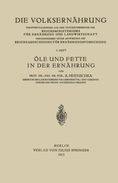 ï¿½le und Fette in der Ernï¿½hrung