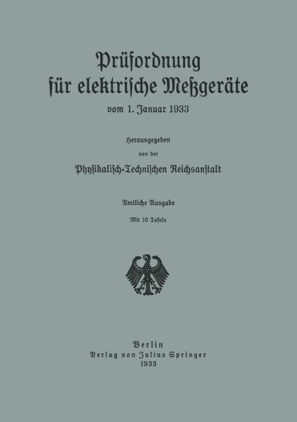 Prüfordnung für elektrische Meßgeräte: vom 1. Januar 1933