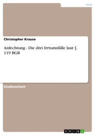 Title: Anfechtung - Die drei Irrtumsfälle laut § 119 BGB, Author: Christopher Krause