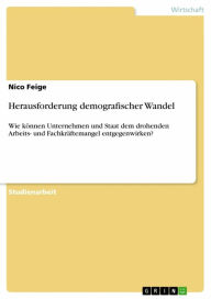 Title: Herausforderung demografischer Wandel: Wie können Unternehmen und Staat dem drohenden Arbeits- und Fachkräftemangel entgegenwirken?, Author: Nico Feige