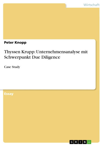 Thyssen Krupp: Unternehmensanalyse mit Schwerpunkt Due Diligence: Case Study