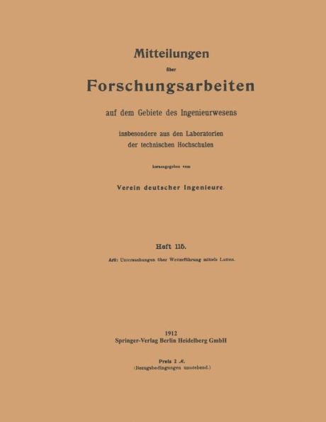 Mitteilungen ï¿½ber Forschungsarbeiten: auf dem Gebiete des Ingenieurwesens