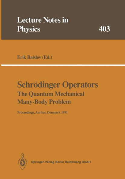 Schrï¿½dinger Operators The Quantum Mechanical Many-Body Problem: Proceedings of a Workshop Held at Aarhus, Denmark 15 May - 1 August 1991