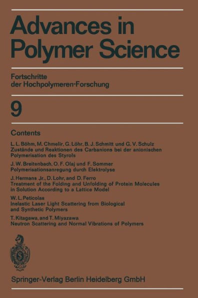 Advances in Polymer Science: Fortschritte der Hochpolymeren-Forschung