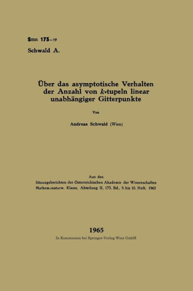 ï¿½ber das asymptotische Verhalten der Anzahl von k-tupeln linear unabhï¿½ngiger Gitterpunkte