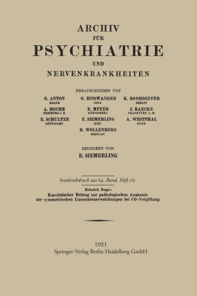 Kasuistischer Beitrag zur pathologischen Anatomie der symmetrischen Linsenkernerweichung bei CO-Vergiftung