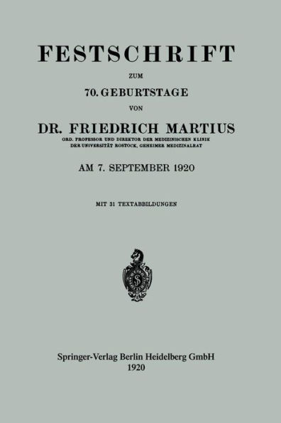 Festschrift zum 70. Geburtstage