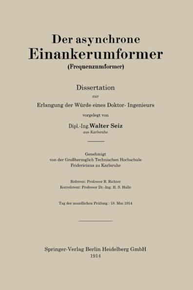 Der asynchrone Einankerumformer (Frequenzumformer): Dissertation zur Erlangung der Würde eines Doktor-Ingenieurs