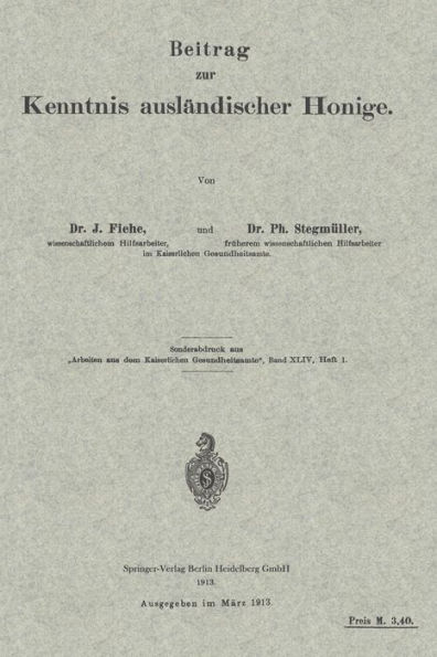 Beitrag zur Kenntnis auslï¿½ndischer Honige