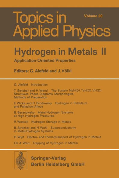 Hydrogen in Metals II: Application-Oriented Properties