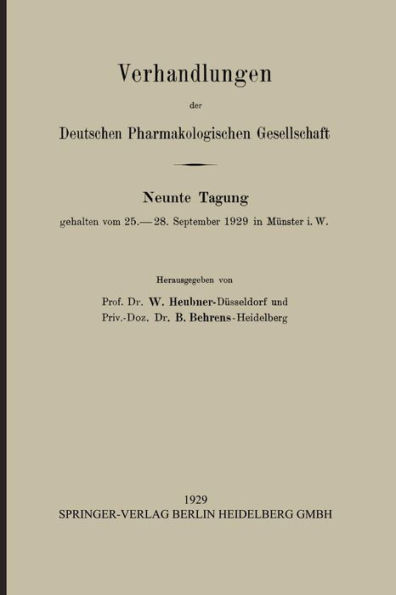 Verhandlungen der Deutschen Pharmakologischen Gesellschaft