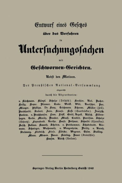 Entwurf eines Gesetzes über das Verfahren in Untersuchungssachen mit Geschwornen-Gerichten