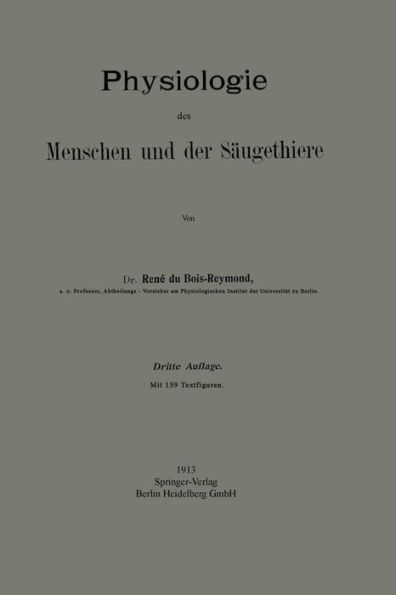 Physiologie des Menschen und der Säugethiere / Edition 3