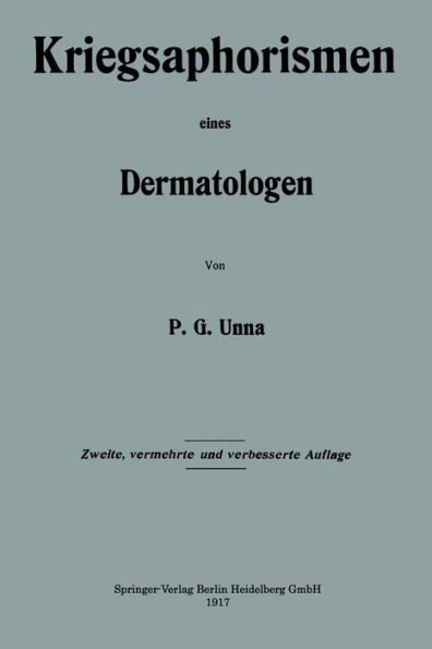 Kriegsaphorismen eines Dermatologen / Edition 2