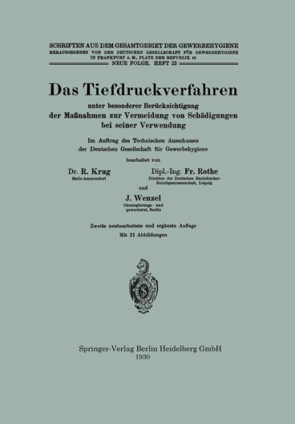 Das Tiefdruckverfahren unter besonderer Berï¿½cksichtigung der Maï¿½nahmen zur Vermeidung von Schï¿½digungen bei seiner Verwendung