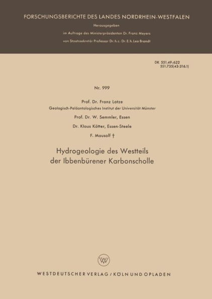 Hydrogeologie des Westteils der Ibbenbürener Karbonscholle