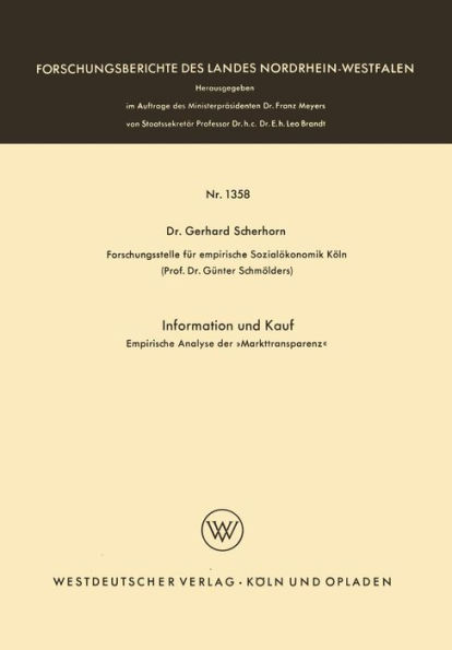 Information und Kauf: Empirische Analyse der »Markttransparenz«