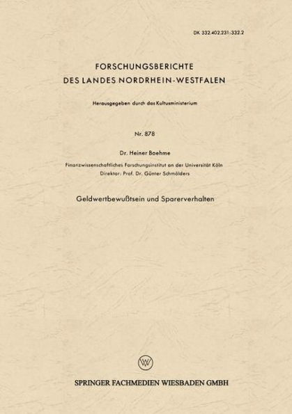 Geldwertbewußtsein und Sparerverhalten