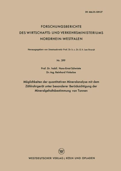 Möglichkeiten der quantitativen Mineralanalyse mit dem Zählrohrgerät unter besonderer Berücksichtigung der Mineralgehaltsbestimmung von Tonnen