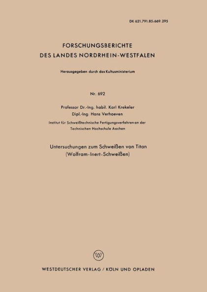 Untersuchungen zum Schweißen von Titan (Wolfram-Inert-Schweißen)