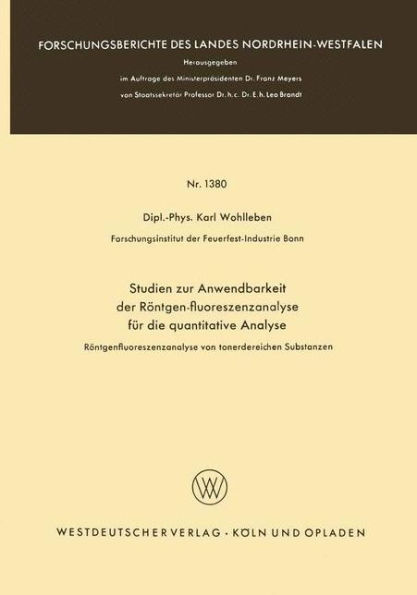 Studien zur Anwendbarkeit der Röntgen-fluoreszenzanalyse für die quantitative Analyse: Röntgenfluoreszenzanalyse von tonerdereichen Substanzen