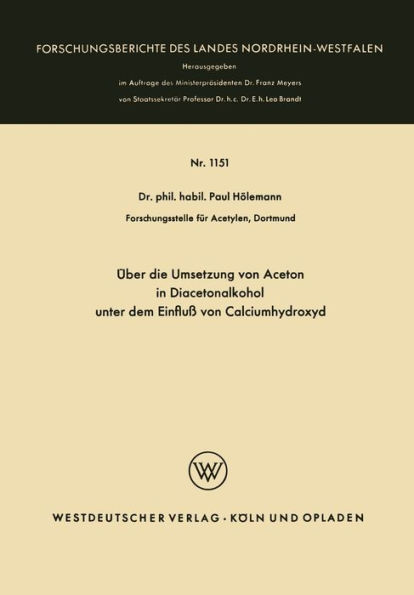 ï¿½ber die Umsetzung von Aceton in Diacetonalkohol unter dem Einfluï¿½ von Calciumhydroxyd