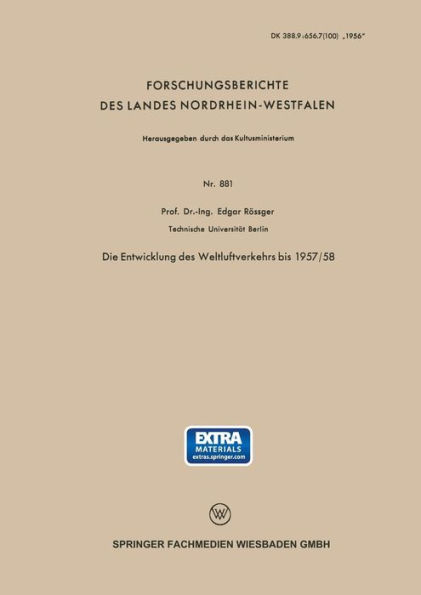 Die Entwicklung des Weltluftverkehrs bis 1957/58