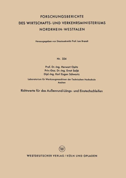 Richtwerte für das Außenrund-Längs- und Einstechschleifen
