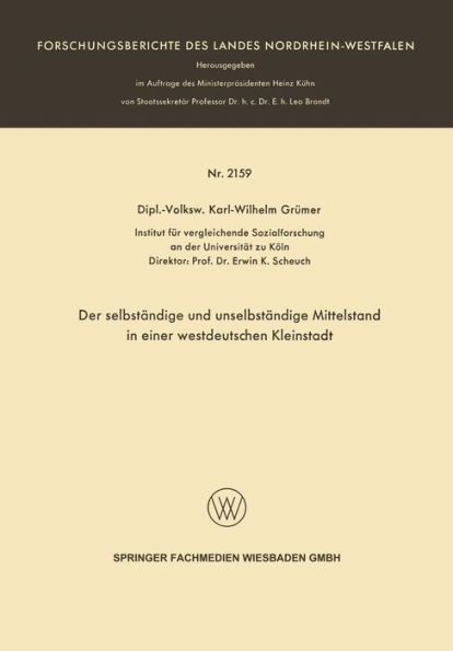 Der selbständige und unselbständige Mittelstand in einer westdeutschen Kleinstadt