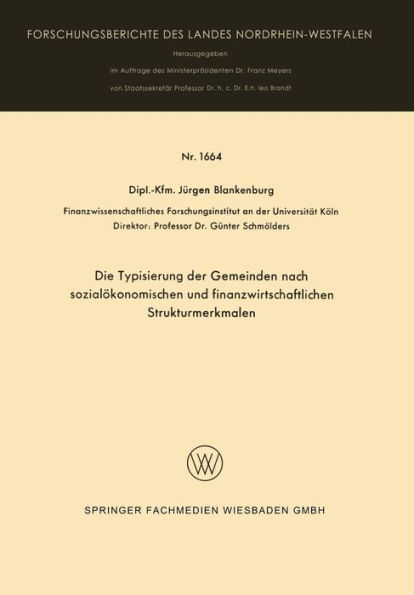 Die Typisierung der Gemeinden nach sozialökonomischen und finanzwirtschaftlichen Strukturmerkmalen